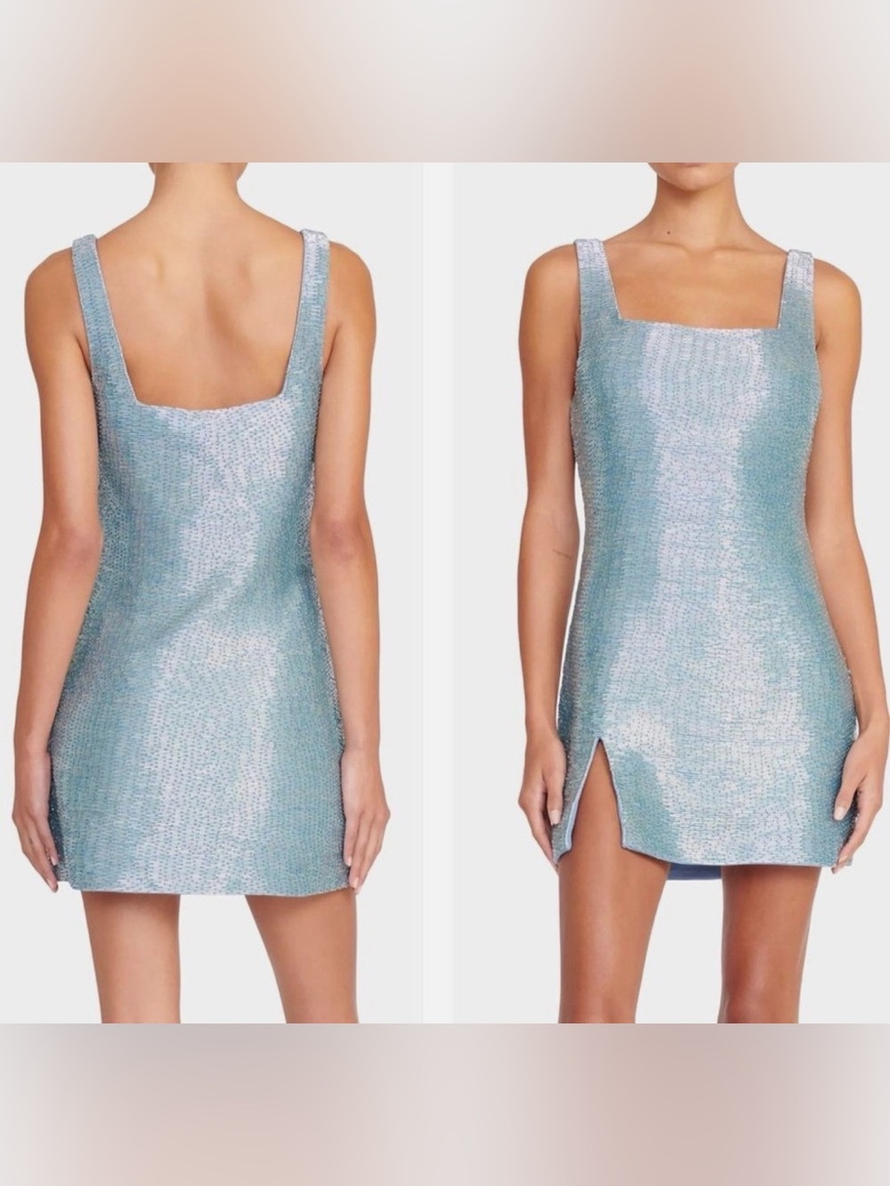 Staud Le Sable Beaded Mini Dress in French Blue NEW NWT - Picture 2 of 5